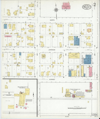 Sanborn Fire Insurance Map from Wolcott, White County, Indiana (1919), Sheet #0002 - Historic Sanborn Fire Insurance Map Print, vintage old map wall art, antique decor, genealogy gift, Indiana Indiana map