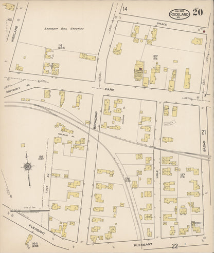 Sanborn Fire Insurance Map from Rockland, Knox County, Maine (1922), Sheet #0020 - Complete Map Set gallery image, historic Sanborn map, vintage wall art, Maine Maine