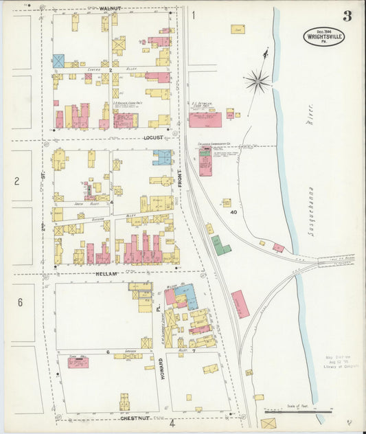 Sanborn Fire Insurance Map from Wrightsville, York County, Pennsylvania (1904), Sheet #0003 - Historic Sanborn Fire Insurance Map Print, vintage old map wall art, antique decor, genealogy gift, Pennsylvania Pennsylvania map