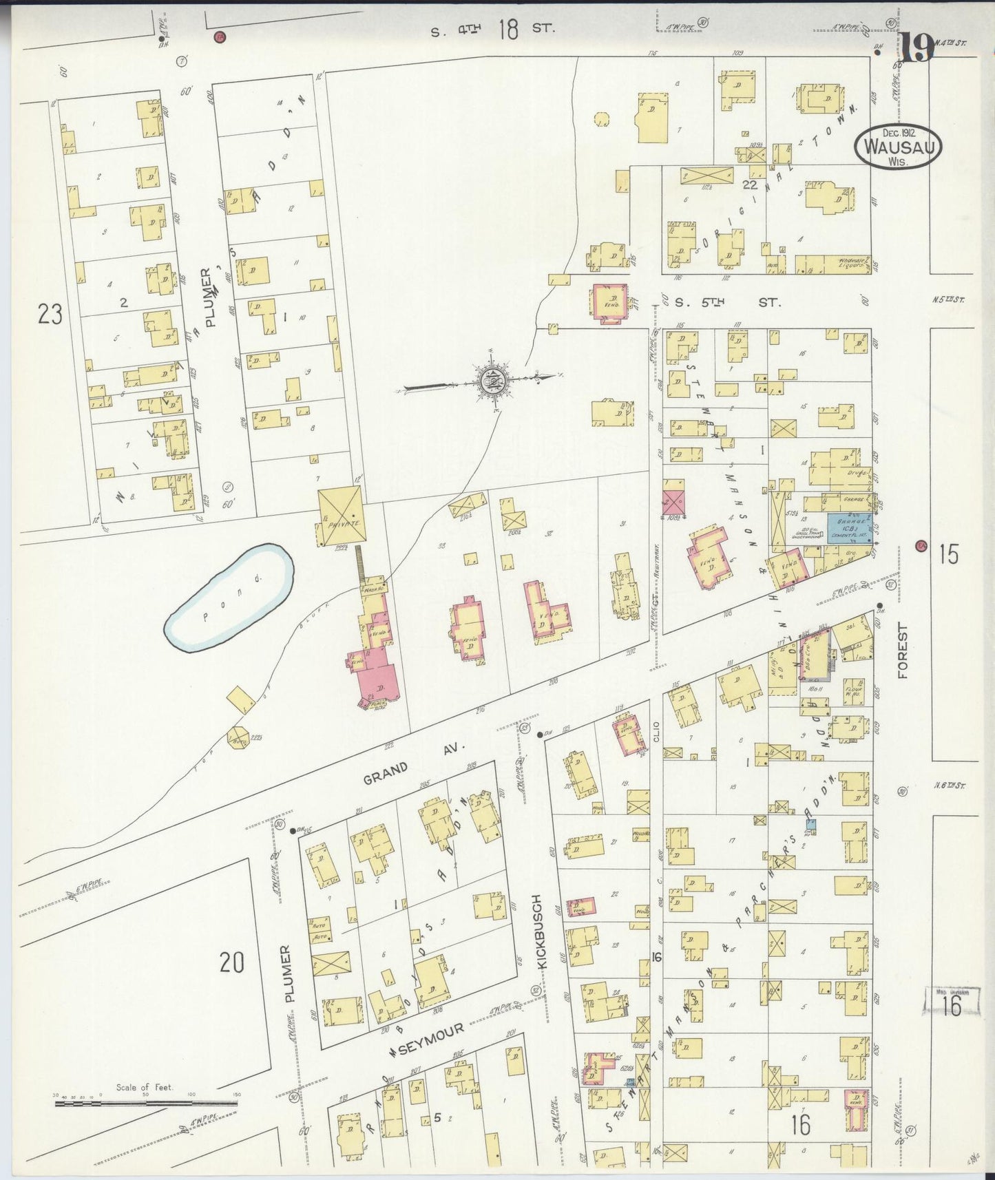 Sanborn Fire Insurance Map from Wausau, Marathon County, Wisconsin (1912), Sheet #0019 - Complete Map Set gallery image, historic Sanborn map, vintage wall art, Wisconsin Wisconsin