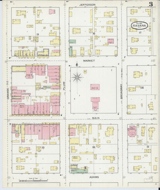 Sanborn Fire Insurance Map from Havana, Mason County, Illinois (1892), Sheet #0003 - Historic Sanborn Fire Insurance Map Print, vintage old map wall art, antique decor, genealogy gift, Illinois Illinois map