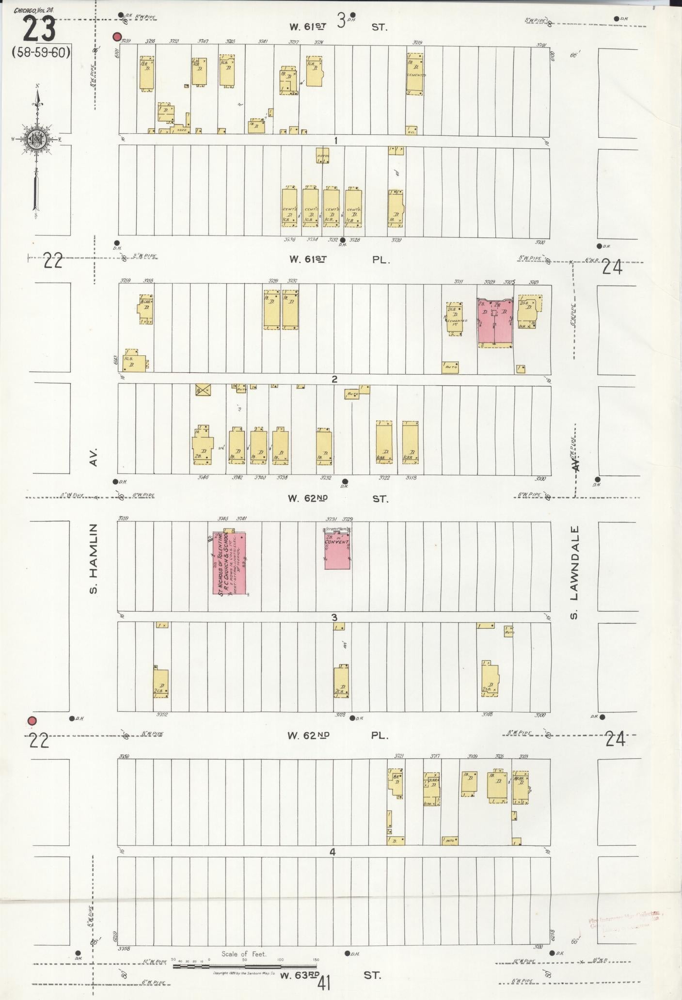 Sanborn Fire Insurance Map from Chicago, Cook County, Illinois (1920), Sheet #0023 - Historic Sanborn Fire Insurance Map Print, vintage old map wall art, antique decor, genealogy gift, Illinois Illinois map