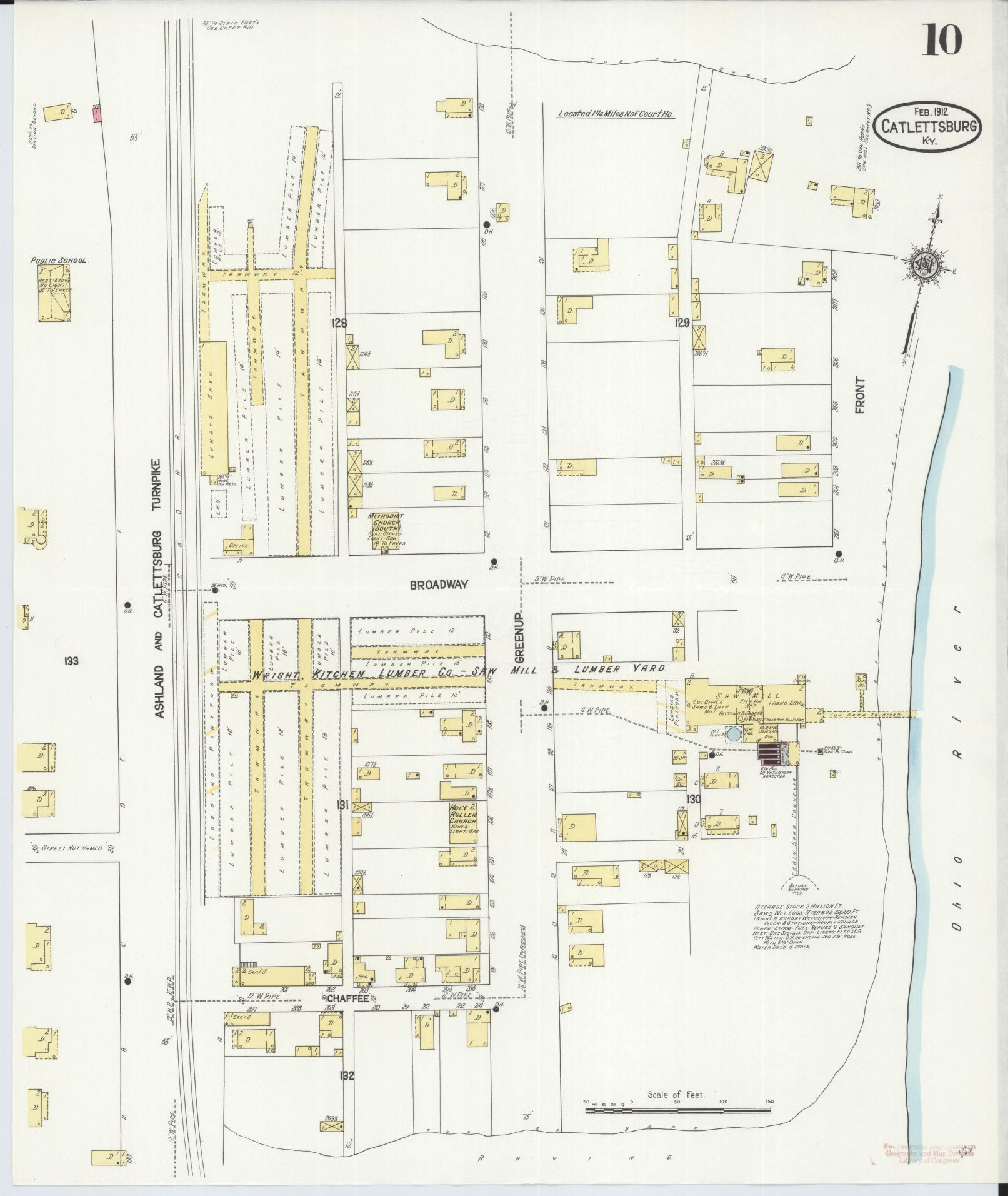 Sanborn Fire Insurance Map from Catlettsburg, Boyd County, Kentucky (1912), Sheet #0010 - Complete Map Set gallery image, historic Sanborn map, vintage wall art, Kentucky Kentucky
