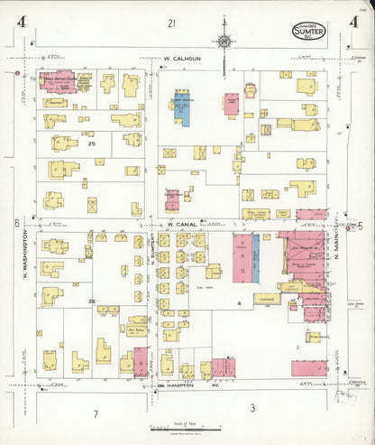 Sanborn Fire Insurance Map from Sumter, Sumter County, South Carolina (1923), Sheet #0004 - Complete Map Set gallery image, historic Sanborn map, vintage wall art, South Carolina South Carolina