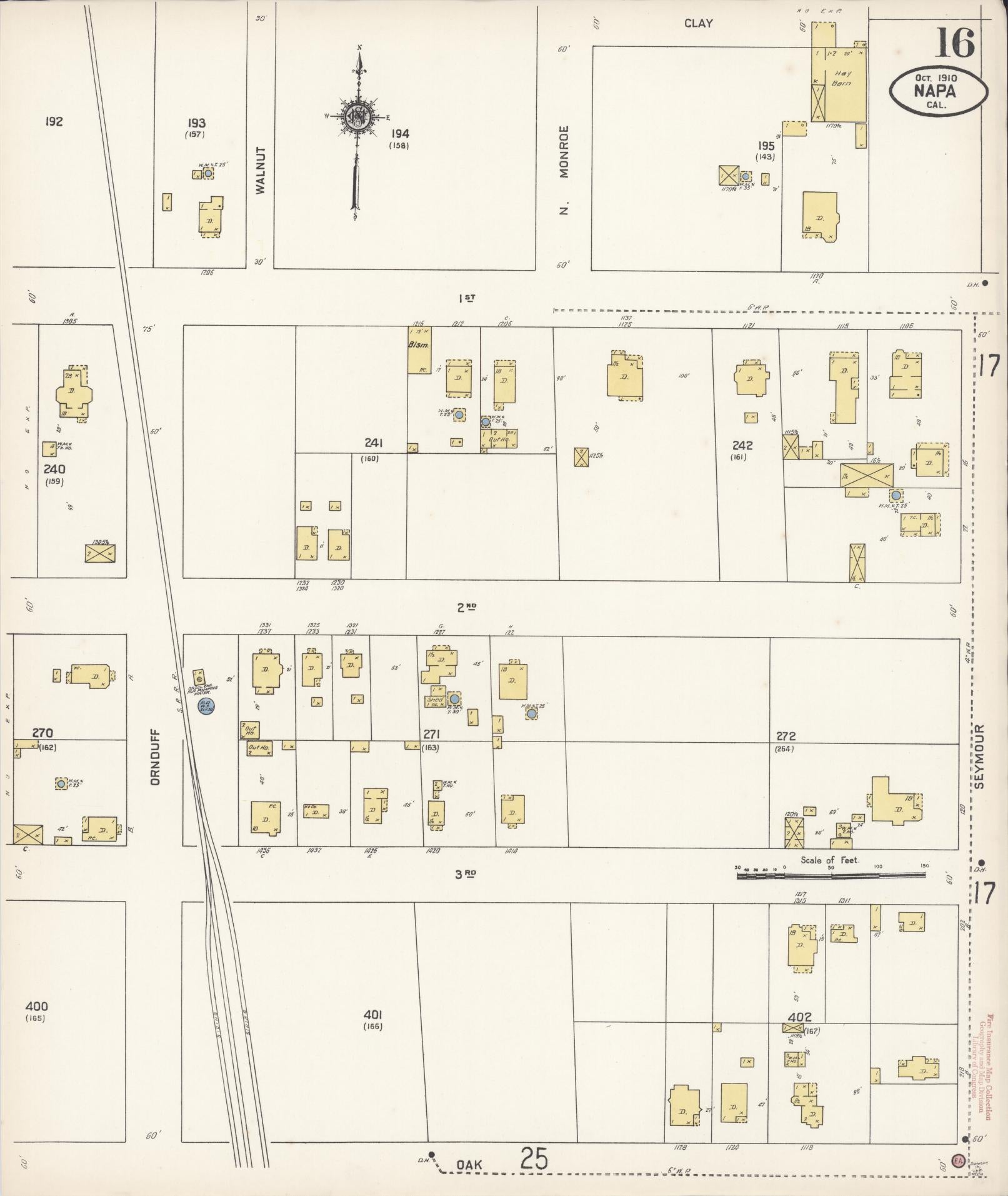 Sanborn Fire Insurance Map from Napa, Napa County, California (1910), Sheet #0016 - Complete Map Set gallery image, historic Sanborn map, vintage wall art, California California