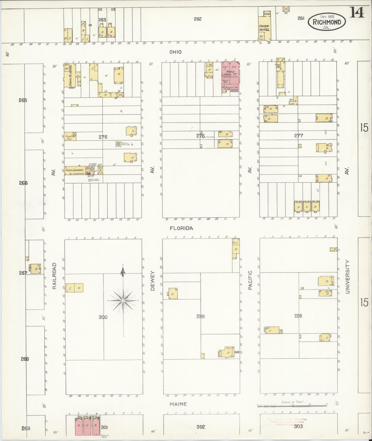 Sanborn Fire Insurance Map from Richmond, Contra Costa County, California (1905), Sheet #0014 - Complete Map Set gallery image, historic Sanborn map, vintage wall art, California California