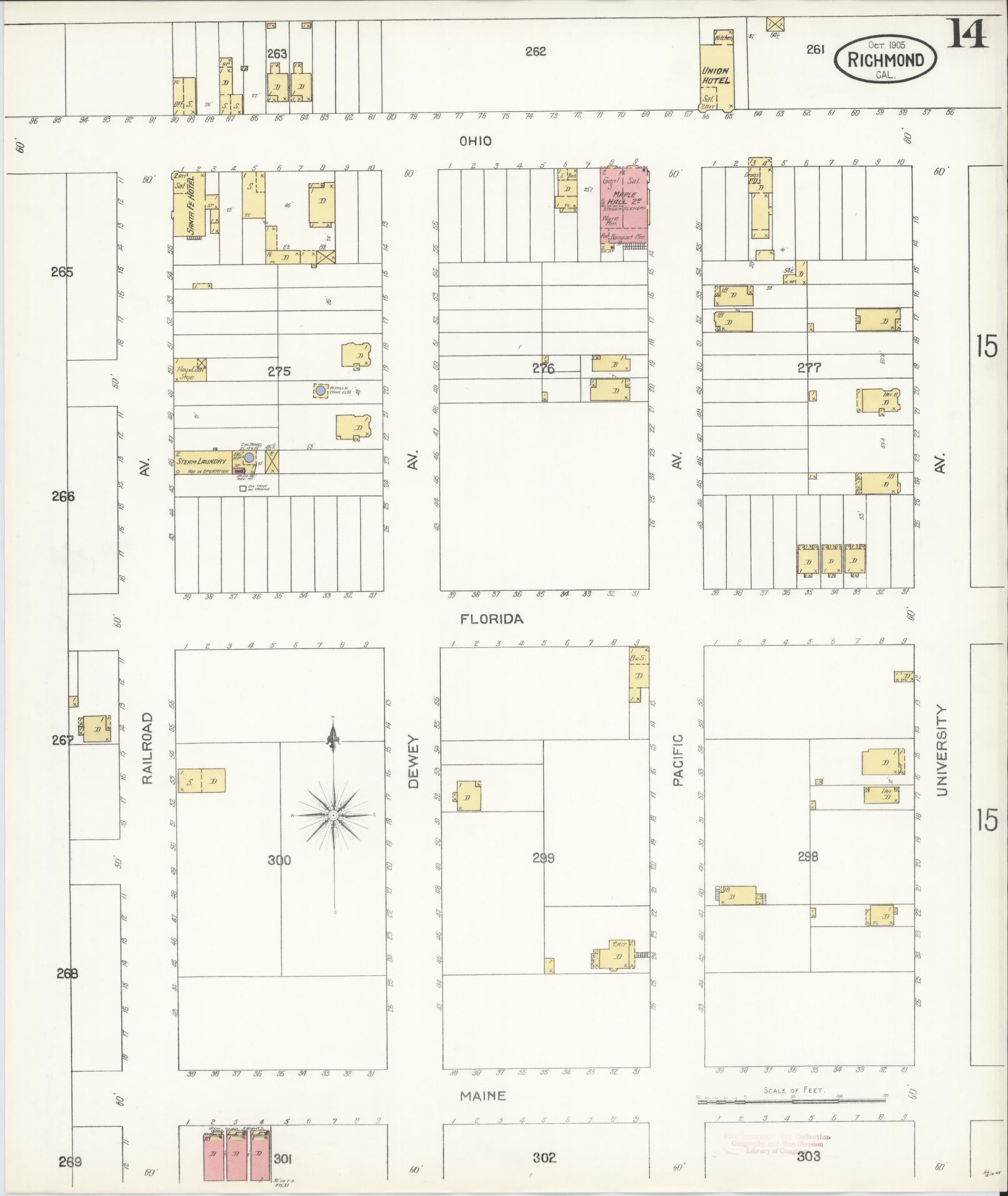 Sanborn Fire Insurance Map from Richmond, Contra Costa County, California (1905), Sheet #0014 - Complete Map Set gallery image, historic Sanborn map, vintage wall art, California California