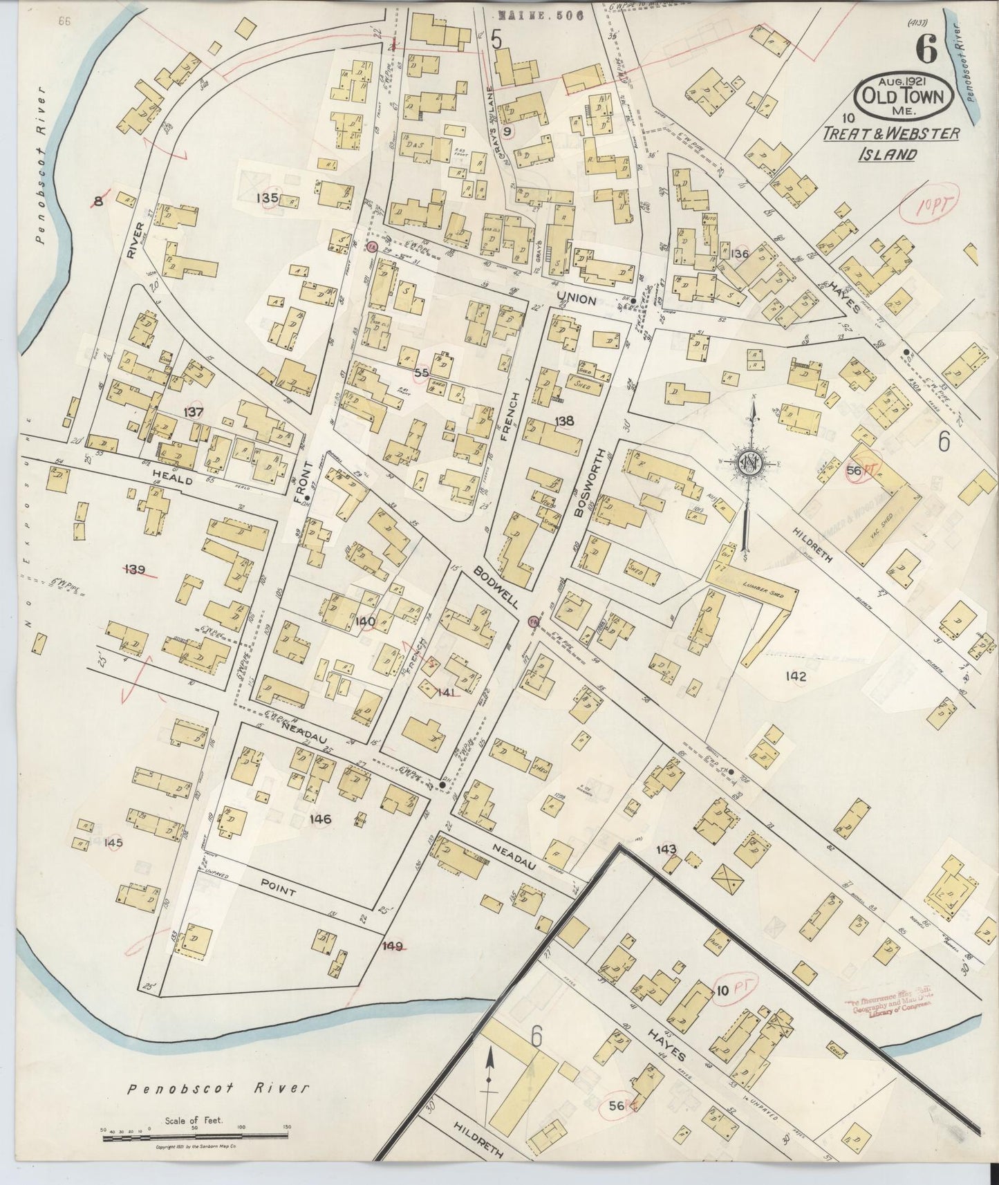 Sanborn Fire Insurance Map from Old Town, Penobscot County, Maine (1948), Sheet #0006 - Complete Map Set gallery image, historic Sanborn map, vintage wall art, Maine Maine