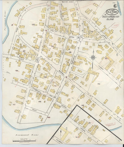 Sanborn Fire Insurance Map from Old Town, Penobscot County, Maine (1948), Sheet #0006 - Complete Map Set gallery image, historic Sanborn map, vintage wall art, Maine Maine