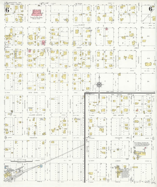 Sanborn Fire Insurance Map from Henrietta, Clay County, Texas (1934), Sheet #0006 - Historic Sanborn Fire Insurance Map Print, vintage old map wall art, antique decor, genealogy gift, Texas Texas map