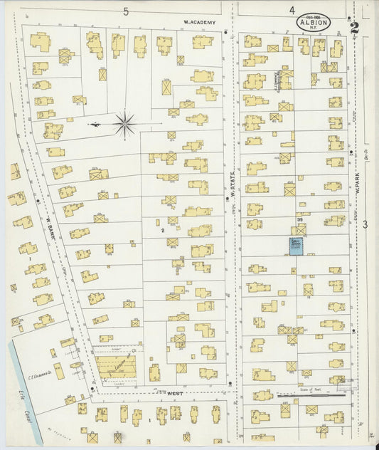 Sanborn Fire Insurance Map from Albion, Orleans County, New York (1905), Sheet #0002 - Historic Sanborn Fire Insurance Map Print, vintage old map wall art, antique decor, genealogy gift, New York New York map