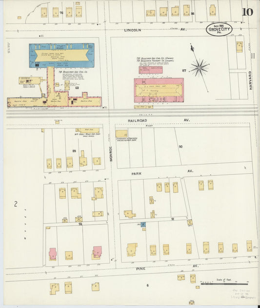 Sanborn Fire Insurance Map from Grove City, Mercer County, Pennsylvania (1906), Sheet #0010 - Historic Sanborn Fire Insurance Map Print, vintage old map wall art, antique decor, genealogy gift, Pennsylvania Pennsylvania map