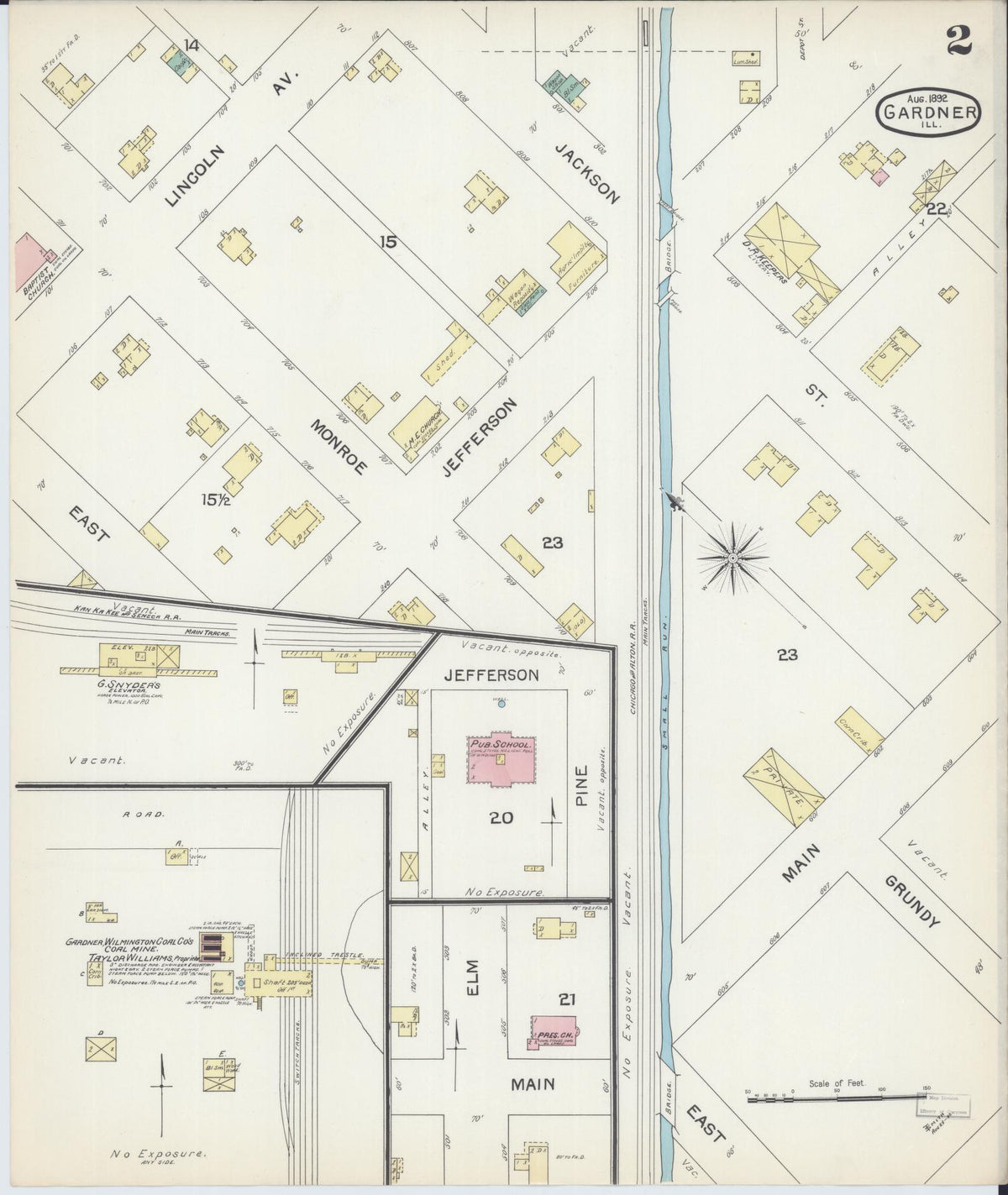 Sanborn Fire Insurance Map from Gardner, Grundy County, Illinois (1892), Sheet #0002 - Complete Map Set gallery image, historic Sanborn map, vintage wall art, Illinois Illinois
