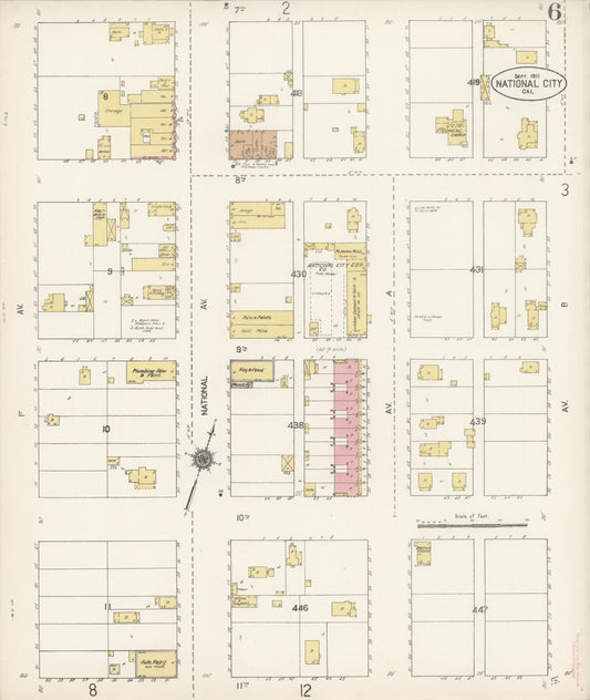 Sanborn Fire Insurance Map from National City, San Diego County, California (1911), Sheet #0006 - Historic Sanborn Fire Insurance Map Print, vintage old map wall art, antique decor, genealogy gift, California California map