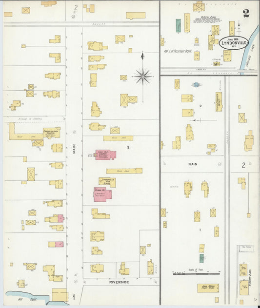 Sanborn Fire Insurance Map from Lyndonville, Orleans County, New York (1906), Sheet #0002 - Historic Sanborn Fire Insurance Map Print, vintage old map wall art, antique decor, genealogy gift, New York New York map