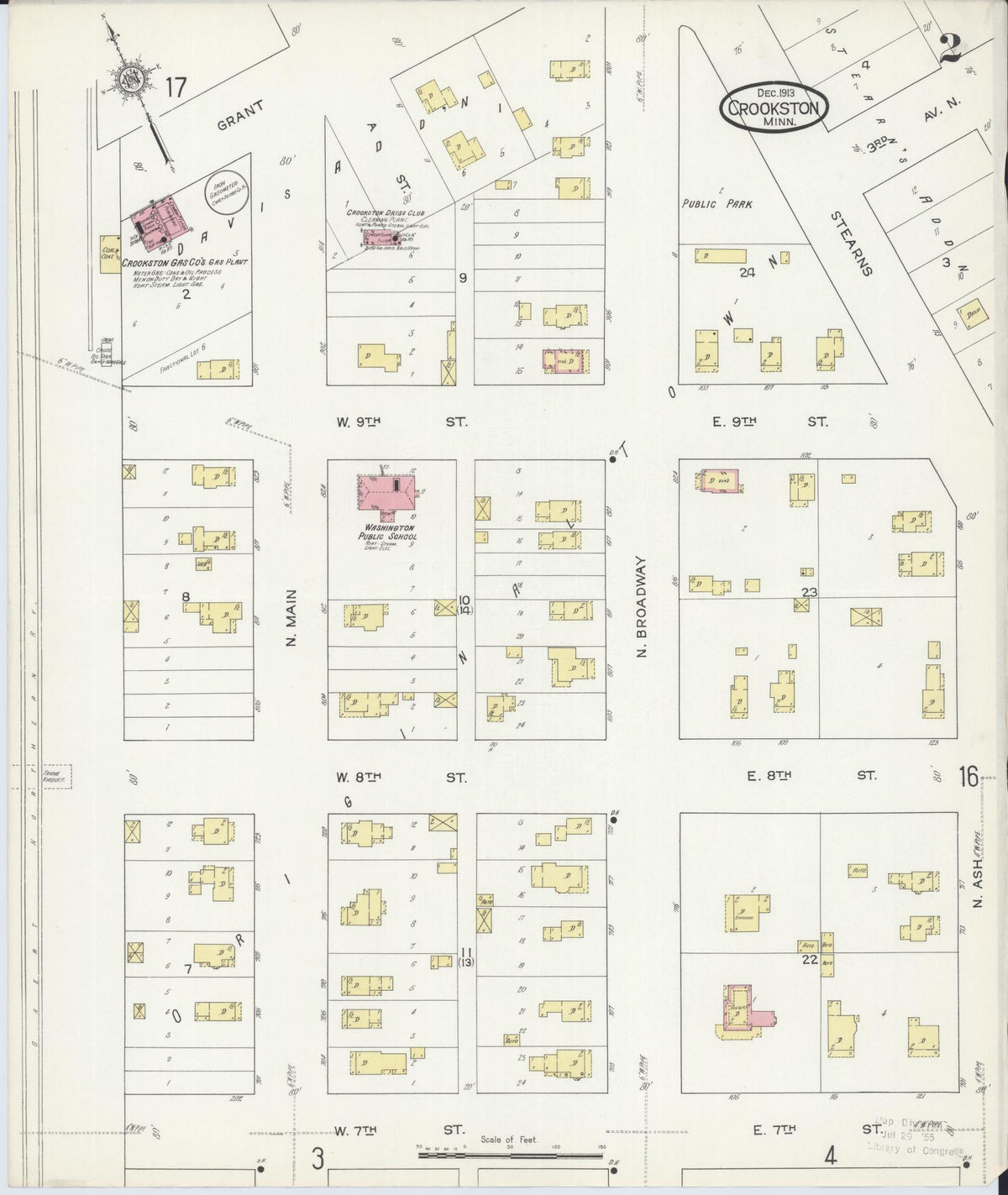 Sanborn Fire Insurance Map from Crookston, Polk County, Minnesota (1913), Sheet #0002 - Complete Map Set gallery image, historic Sanborn map, vintage wall art, Minnesota Minnesota