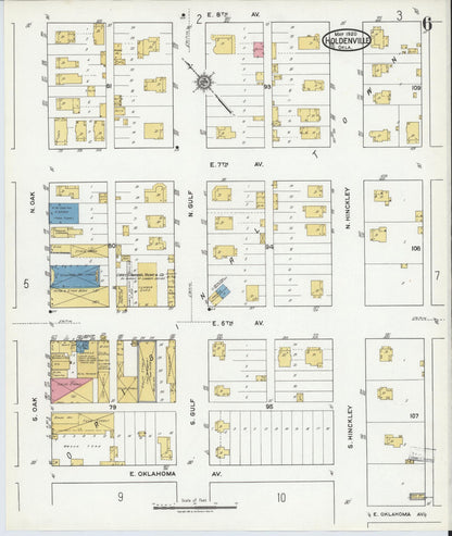 Sanborn Fire Insurance Map from Holdenville, Hughes County, Oklahoma (1920), Sheet #0006 - Complete Map Set gallery image, historic Sanborn map, vintage wall art, Oklahoma Oklahoma