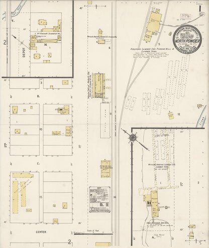 Sanborn Fire Insurance Map from North Powder, Union County, Oregon (1910), Sheet #0001 - Complete Map Set gallery image, historic Sanborn map, vintage wall art, Oregon Oregon