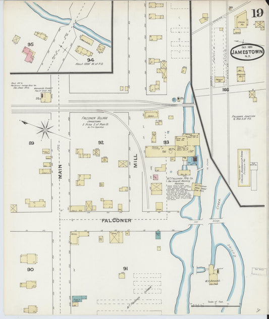 Sanborn Fire Insurance Map from Jamestown, Chautauqua County, New York (1891), Sheet #0019 - Historic Sanborn Fire Insurance Map Print, vintage old map wall art, antique decor, genealogy gift, New York New York map