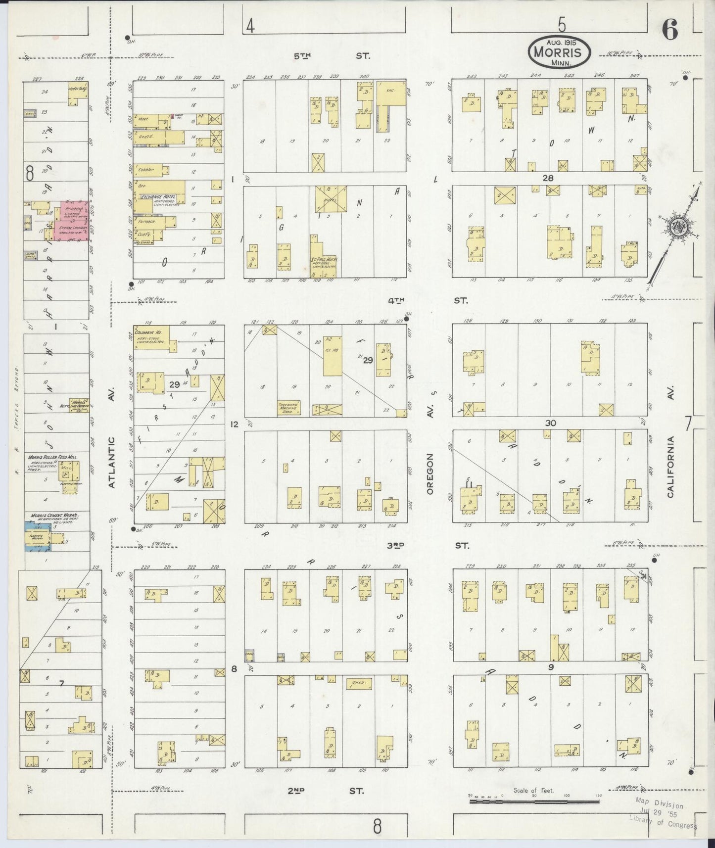 Sanborn Fire Insurance Map from Morris, Stevens County, Minnesota (1915), Sheet #0006 - Historic Sanborn Fire Insurance Map Print, vintage old map wall art, antique decor, genealogy gift, Minnesota Minnesota map