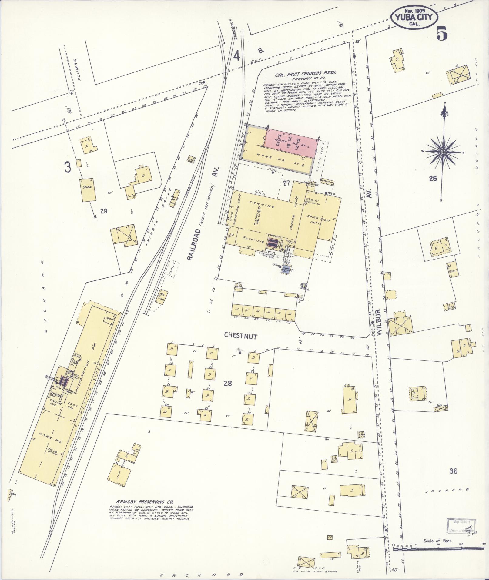Sanborn Fire Insurance Map from Yuba City, Sutter County, California (1909), Sheet #0005 - Complete Map Set gallery image, historic Sanborn map, vintage wall art, California California