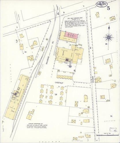 Sanborn Fire Insurance Map from Yuba City, Sutter County, California (1909), Sheet #0005 - Complete Map Set gallery image, historic Sanborn map, vintage wall art, California California