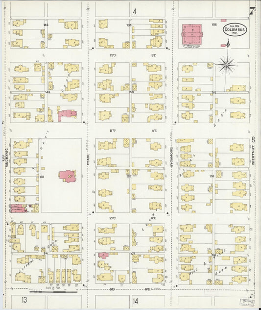 Sanborn Fire Insurance Map from Columbus, Bartholomew County, Indiana (1906), Sheet #0007 - Historic Sanborn Fire Insurance Map Print, vintage old map wall art, antique decor, genealogy gift, Indiana Indiana map