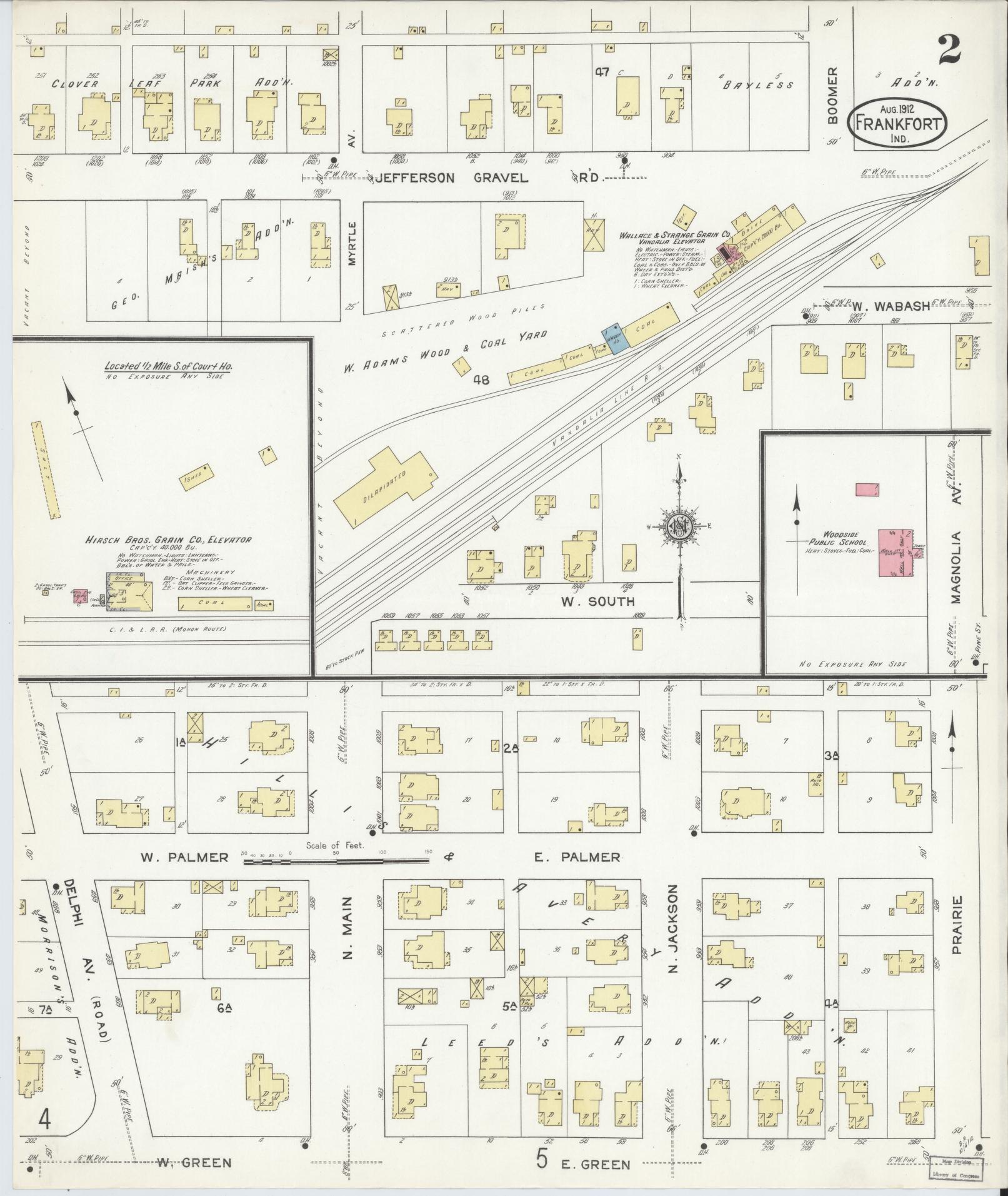Sanborn Fire Insurance Map from Frankfort, Clinton County, Indiana (1912), Sheet #0002 - Complete Map Set gallery image, historic Sanborn map, vintage wall art, Indiana Indiana