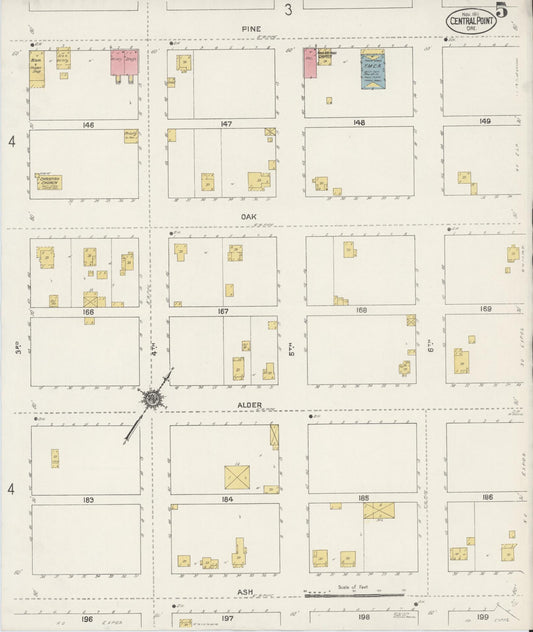 Sanborn Fire Insurance Map from Central Point, Jackson County, Oregon (1911), Sheet #0005 - Historic Sanborn Fire Insurance Map Print, vintage old map wall art, antique decor, genealogy gift, Oregon Oregon map