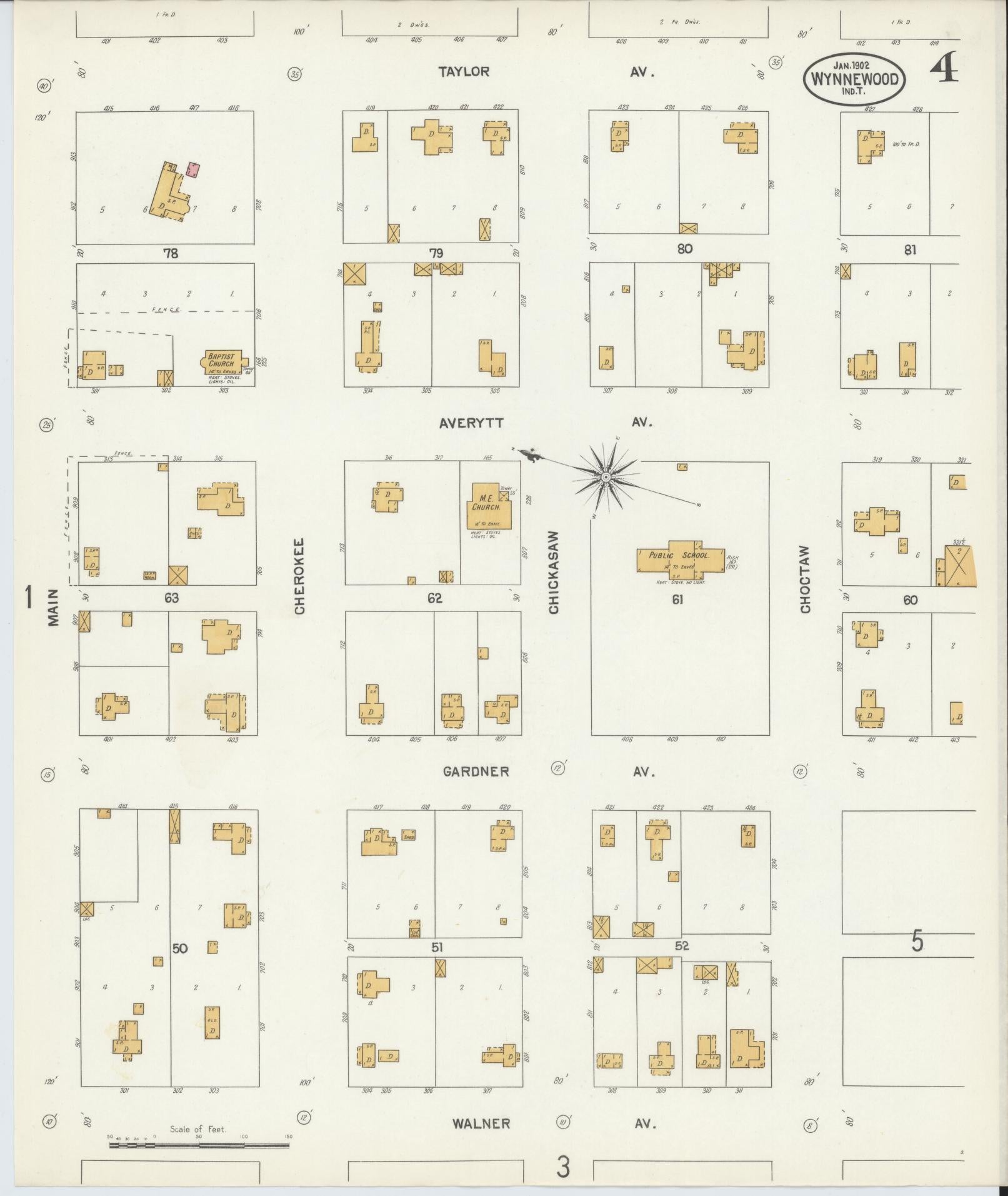 Sanborn Fire Insurance Map from Wynnewood, Garvin County, Oklahoma (1902), Sheet #0004 - Complete Map Set gallery image, historic Sanborn map, vintage wall art, Oklahoma Oklahoma