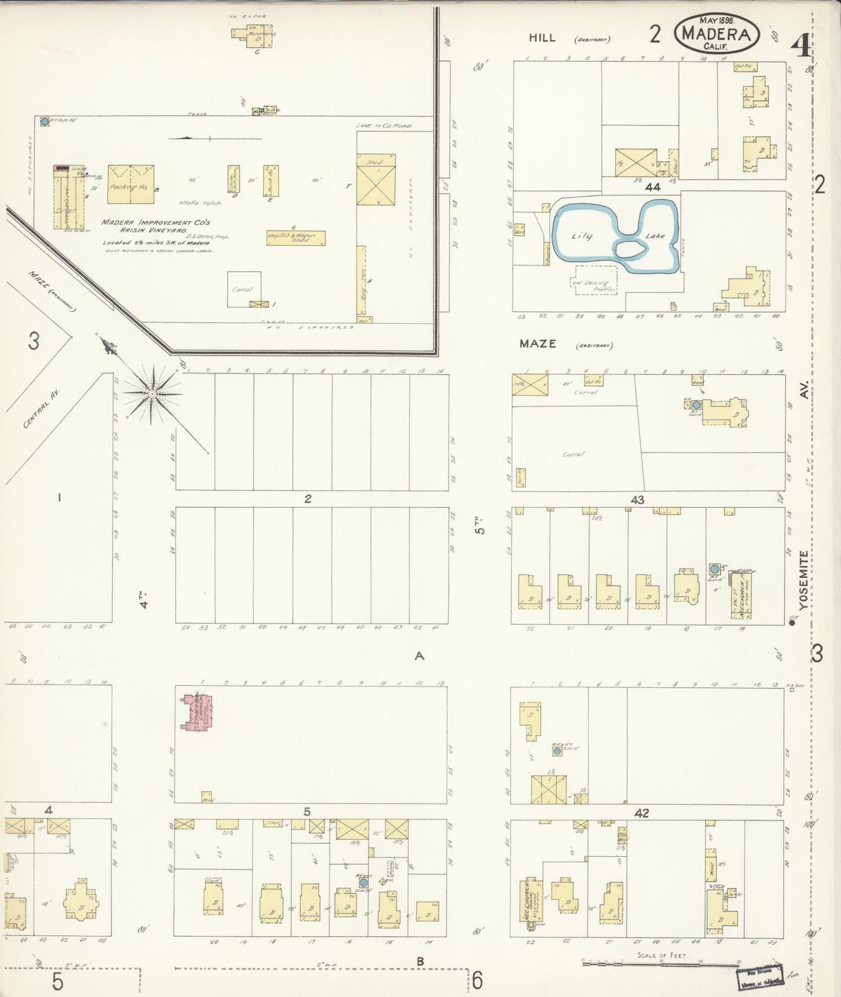 Sanborn Fire Insurance Map from Madera, Madera County, California (1898), Sheet #0004 - Complete Map Set gallery image, historic Sanborn map, vintage wall art, California California