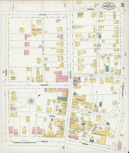 Sanborn Fire Insurance Map from Sewickley, Allegheny County, Pennsylvania (1900), Sheet #0005 - Historic Sanborn Fire Insurance Map Print, vintage old map wall art, antique decor, genealogy gift, Pennsylvania Pennsylvania map