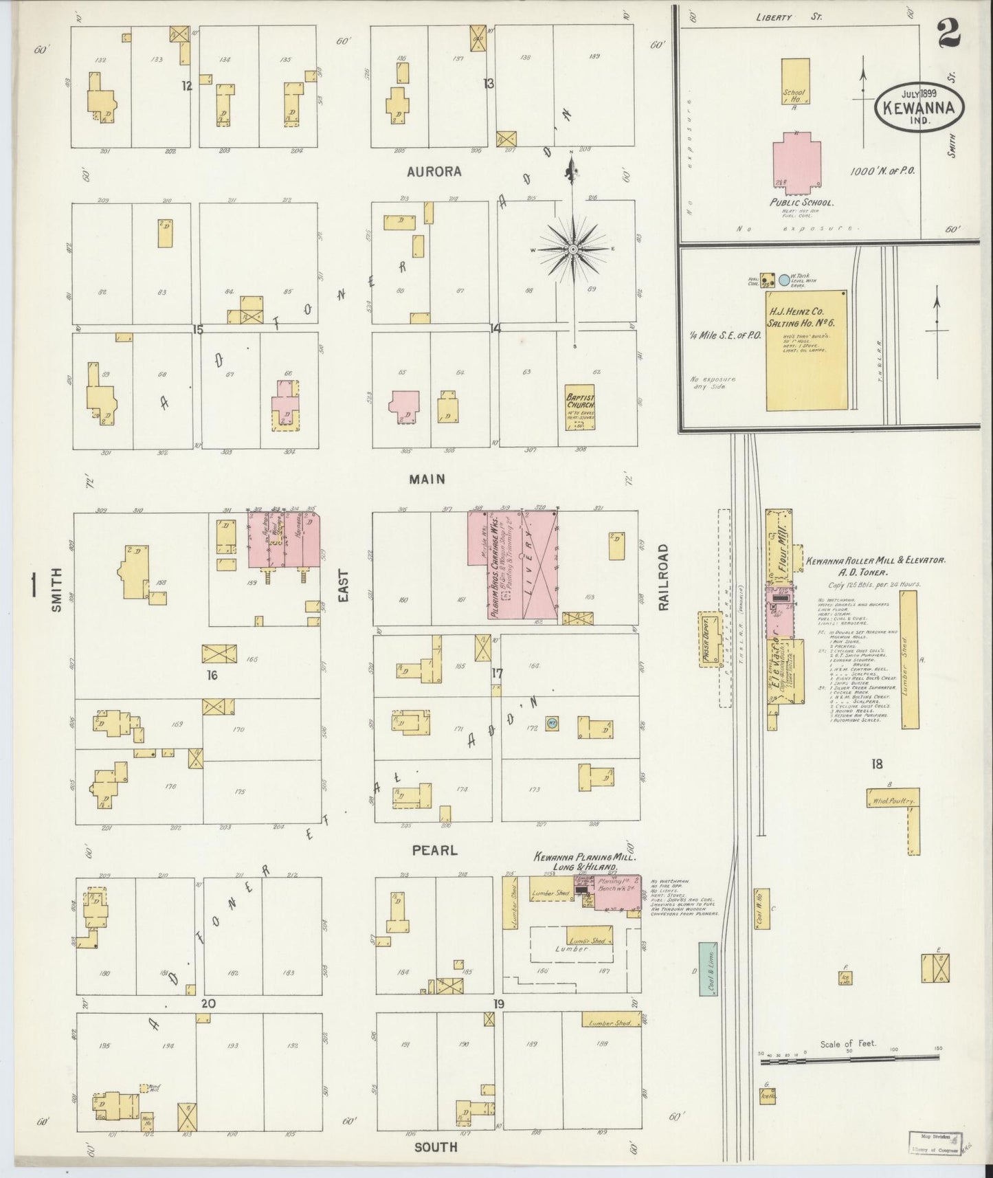 Sanborn Fire Insurance Map from Kewanna, Fulton County, Indiana (1899), Sheet #0002 - Complete Map Set gallery image, historic Sanborn map, vintage wall art, Indiana Indiana