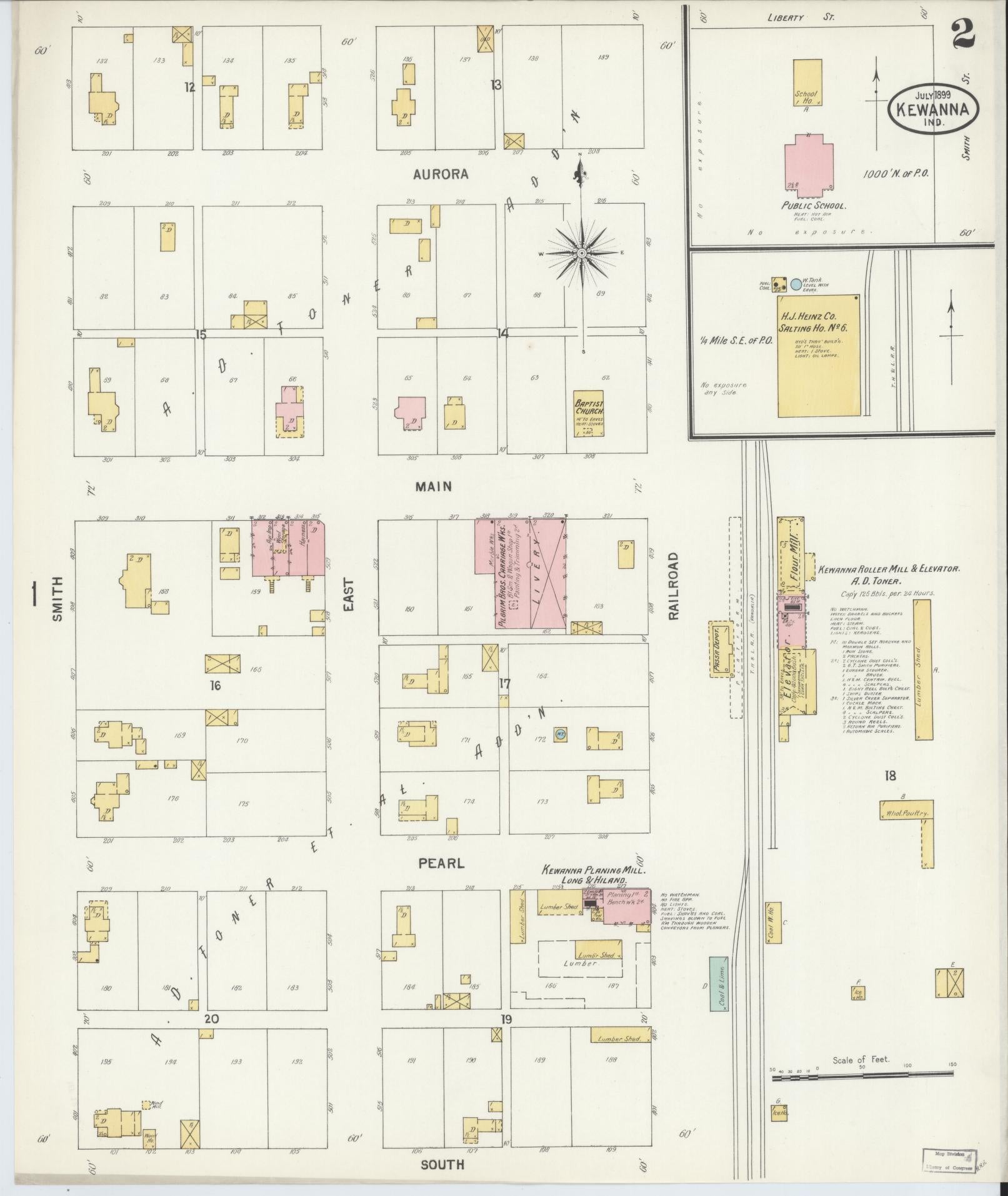Sanborn Fire Insurance Map from Kewanna, Fulton County, Indiana (1899), Sheet #0002 - Complete Map Set gallery image, historic Sanborn map, vintage wall art, Indiana Indiana