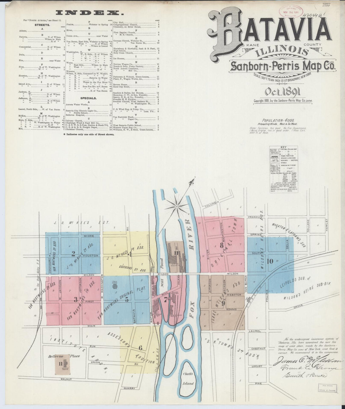 Sanborn Fire Insurance Map from Batavia, Kane County, Illinois (1891), Sheet #0001 - Complete Map Set gallery image, historic Sanborn map, vintage wall art, Illinois Illinois