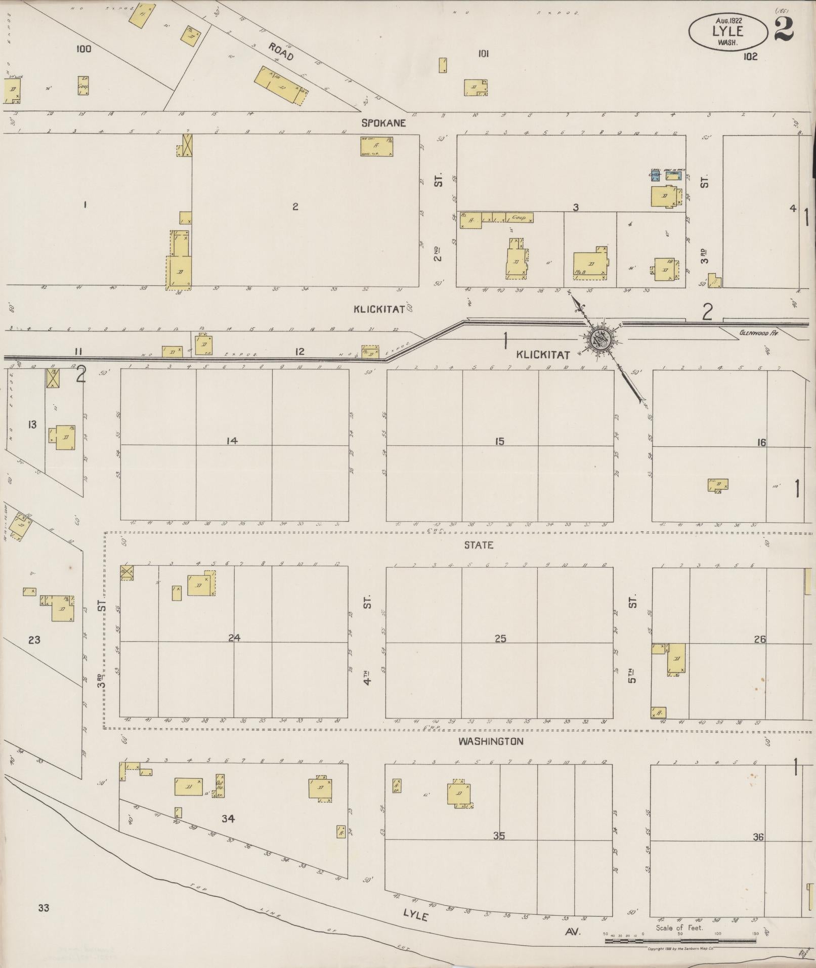 Sanborn Fire Insurance Map from Lyle, Klickitat County, Washington (1922), Sheet #0002 - Complete Map Set gallery image, historic Sanborn map, vintage wall art, Washington Washington