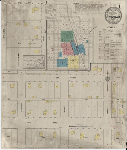 Sanborn Fire Insurance Map from Pleasanton, Linn County, Kansas (1913), Sheet #0001 - Complete Map Set gallery image, historic Sanborn map, vintage wall art, Kansas Kansas