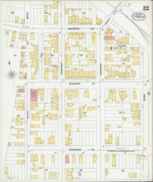 Sanborn Fire Insurance Map from Cohoes, Albany County, New York (1902), Sheet #0012 - Historic Sanborn Fire Insurance Map Print, vintage old map wall art, antique decor, genealogy gift, New York New York map