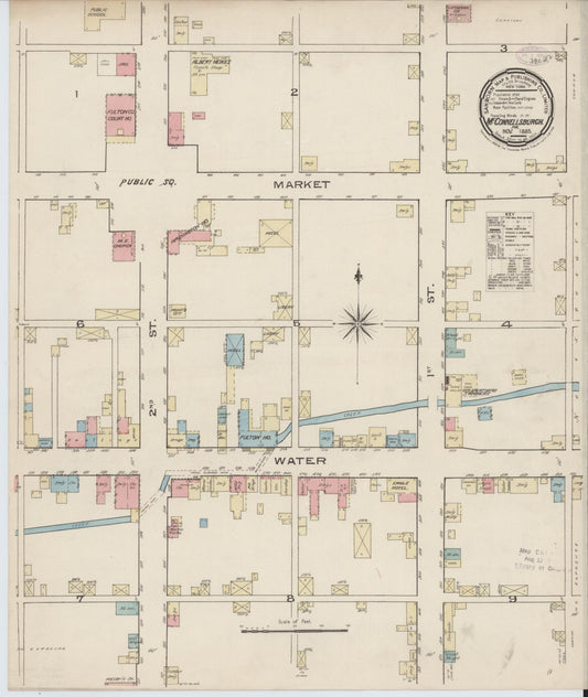 Sanborn Fire Insurance Map from McConnellsburgh, Fulton County, Pennsylvania (1885), Sheet #0001 - Historic Sanborn Fire Insurance Map Print, vintage old map wall art, antique decor, genealogy gift, Pennsylvania Pennsylvania map