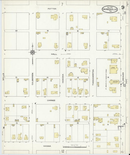Sanborn Fire Insurance Map from Gainesville, Cooke County, Texas (1913), Sheet #0009 - Complete Map Set gallery image, historic Sanborn map, vintage wall art, Texas Texas