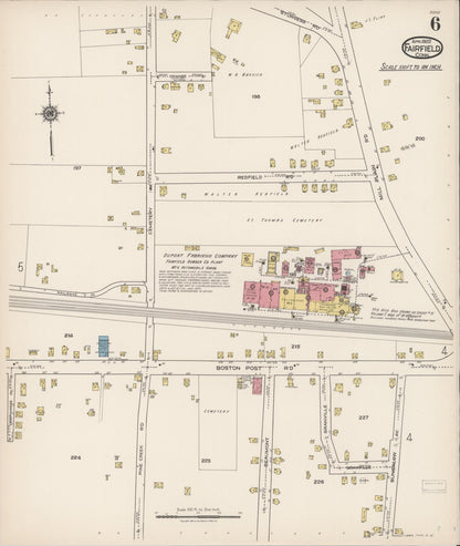 Sanborn Fire Insurance Map from Fairfield, Fairfield County, Connecticut (1922), Sheet #0006 - Complete Map Set gallery image, historic Sanborn map, vintage wall art, Connecticut Connecticut
