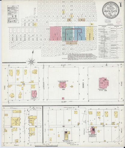 Sanborn Fire Insurance Map from North Platte, Lincoln County, Nebraska (1903), Sheet #0001 - Complete Map Set gallery image, historic Sanborn map, vintage wall art, Nebraska Nebraska