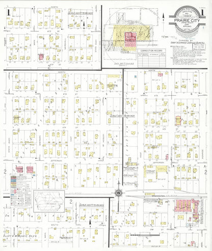 Sanborn Fire Insurance Map from Prairie City, Jasper County, Iowa (1940), Sheet #0001 - Historic Sanborn Fire Insurance Map Print, vintage old map wall art