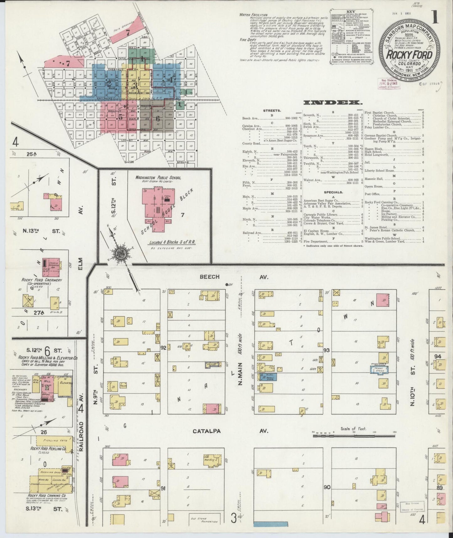 Sanborn Fire Insurance Map from Rocky Ford, Otero County, Colorado. (1911) – Historic Sanborn Fire Insurance Map Print