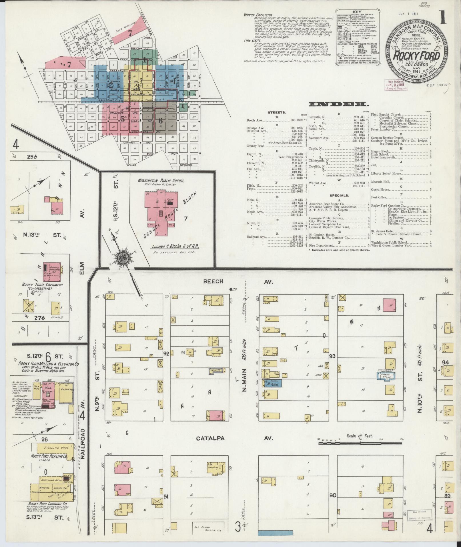 Sanborn Fire Insurance Map from Rocky Ford, Otero County, Colorado. (1911) – Historic Sanborn Fire Insurance Map Print
