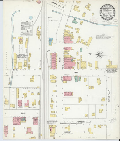 Sanborn Fire Insurance Map from Grass Lake, Jackson County, Michigan (1889), Sheet #0001 - Historic Sanborn Fire Insurance Map Print, vintage old map wall art, antique decor, genealogy gift, Michigan Michigan map