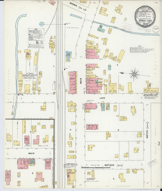 Sanborn Fire Insurance Map from Grass Lake, Jackson County, Michigan (1889), Sheet #0001 - Historic Sanborn Fire Insurance Map Print, vintage old map wall art, antique decor, genealogy gift, Michigan Michigan map