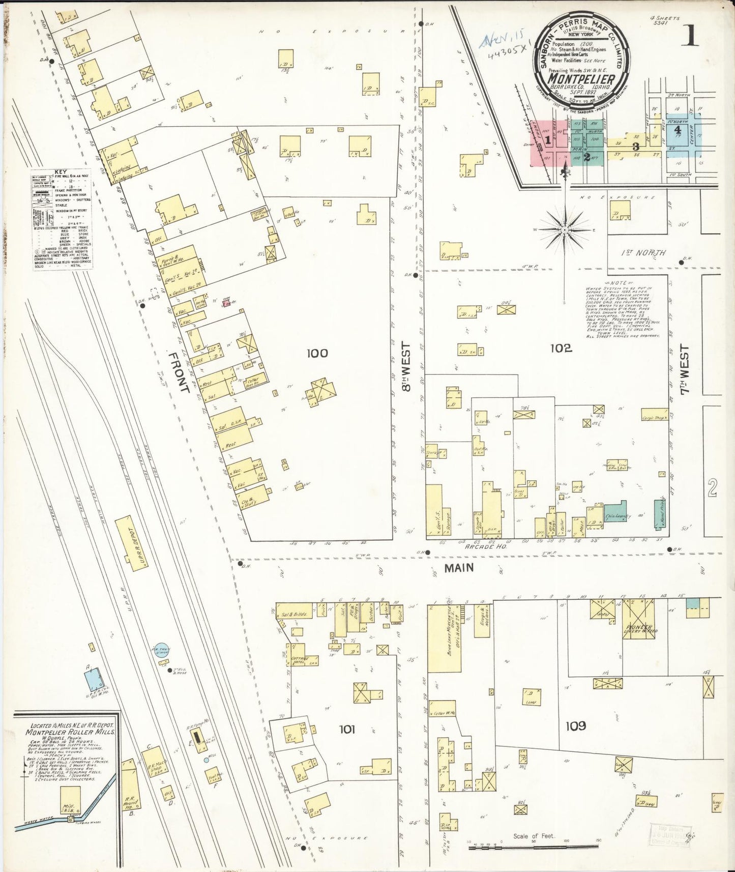 Sanborn Fire Insurance Map from Montpelier, Bear Lake County, Idaho (1892), Sheet #0001 - Complete Map Set gallery image, historic Sanborn map, vintage wall art, Idaho Idaho