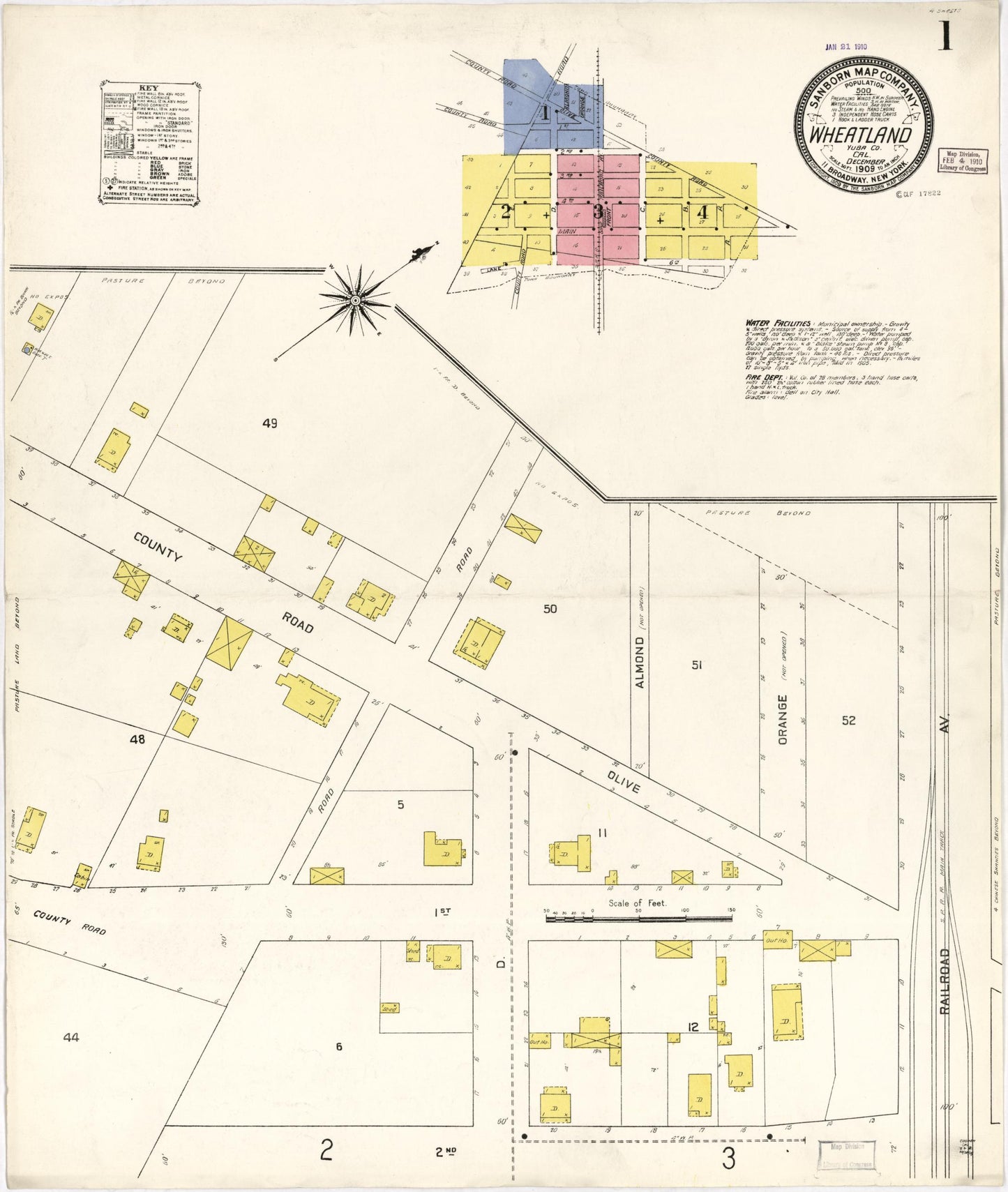 Sanborn Fire Insurance Map from Wheatland, Yuba County, California. (1909) – Historic Sanborn Fire Insurance Map Print