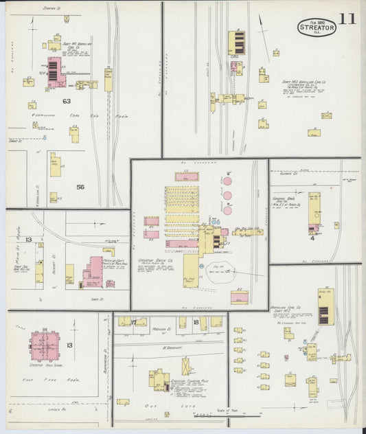 Sanborn Fire Insurance Map from Streator, La Salle County, Illinois (1892), Sheet #0011 - Historic Sanborn Fire Insurance Map Print, vintage old map wall art, antique decor, genealogy gift, Illinois Illinois map